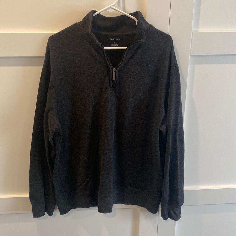 VanHeusen Sweater 1/4 Zip Charcoal